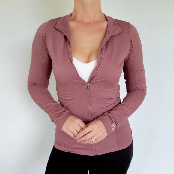 PINK Victoria's Secret Jackets & Blazers - PINK Victoria’s Secret mauve seamless mesh full zip knit track jacket small